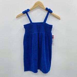 Cat & Jack Youth Girl Small 6/7 Solid Terry Smocked Cover Up Dress in Blue 471